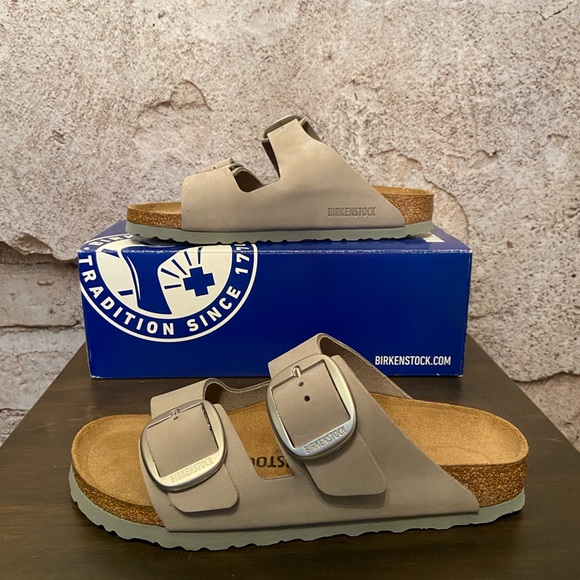 Birkenstock Shoes - Birkenstock Dove Grey Arizona Big Buckle Narrow Sandals